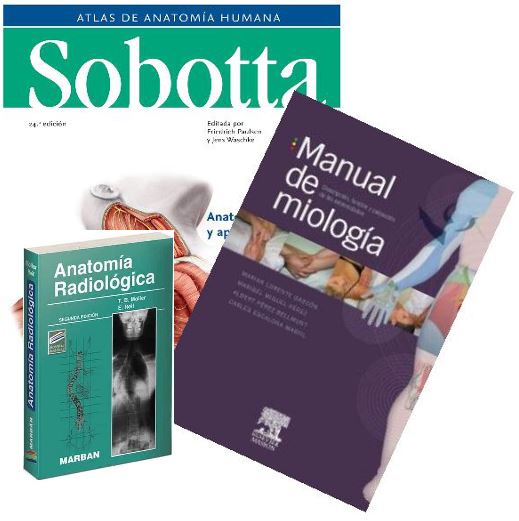 Pack LORENTE Manual Miología + SOBOTTA Atlas de Anatomía Vol 1 + MOLLER Anatomía Radiológica
