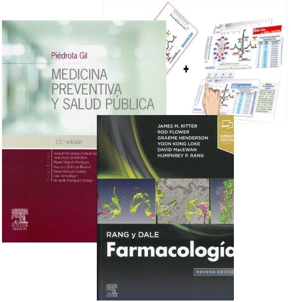 Lote PIÉDROLA GIL Medicina Preventiva y Salud Pública + RANG y DALE Farmacología + VÉLEZ Guía de ECG