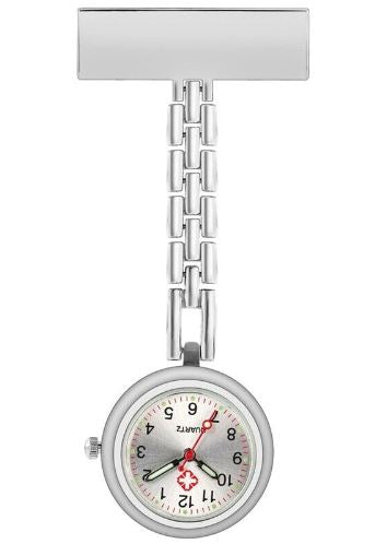 Reloj de enfermería metálico con broche