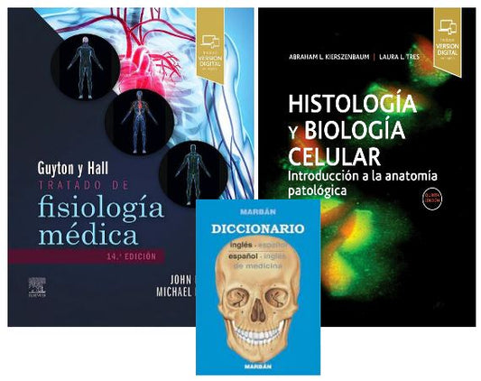 Lote GUYTON Tratado de Fisiología Médica + KIERSZENBAUM Histología y Biología Celular + DICCIONARIO Médico