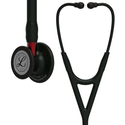 3M™ Littmann® Cardiology IV™, campana de acabado negro, tubo y auricular en color negro y vástago rojo 6200N