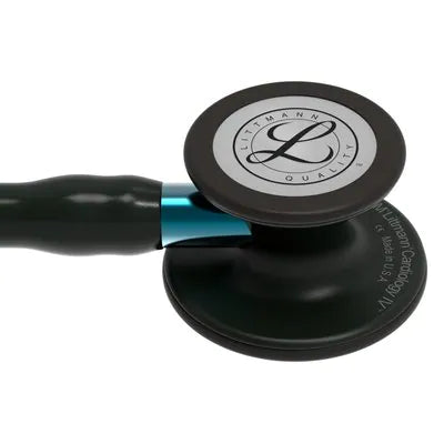 3M™ Littmann® Cardiology IV™, campana de acabado negro, tubo y auricular en color negro y vástago azul 6201N