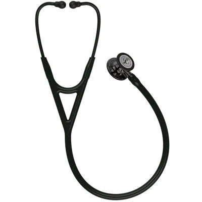3M™ Littmann® Cardiology IV™ acabado de alto brillo gris humo, tubo negro, vástago champán y auricular negro 6204