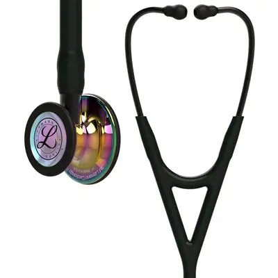 3M™ Littmann® Cardiology IV™, campana de acabado de alto brillo en arcoíris, tubo negro y vástago y auricular color gris humo 6240