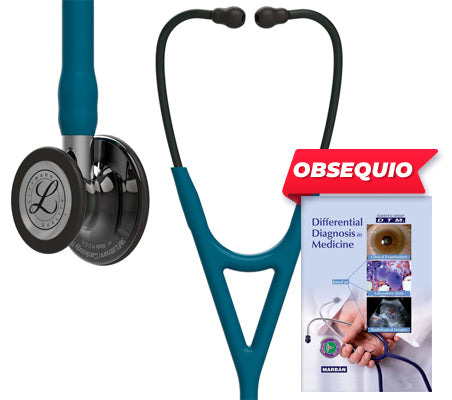 3M™ Littmann® Cardiology IV™, campana alto brillo gris humo, tubo azul Caribe, vástago espejo y auricular color gris humo 6234