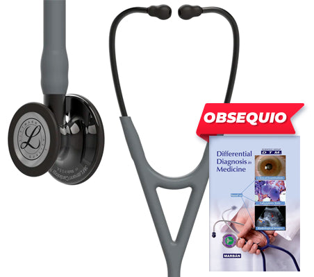 3M™ Littmann® Cardiology IV™, campana alto brillo gris humo, tubo gris y vástago y auricular color gris humo 6238