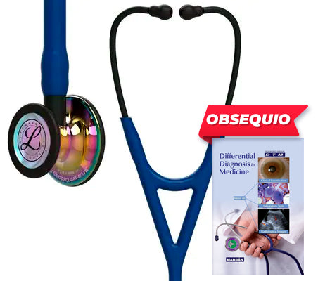3M™ Littmann® Cardiology IV™, campana de acabado de alto brillo en arcoíris, tubo azul oscuro y vástago y auricular color negro 6242