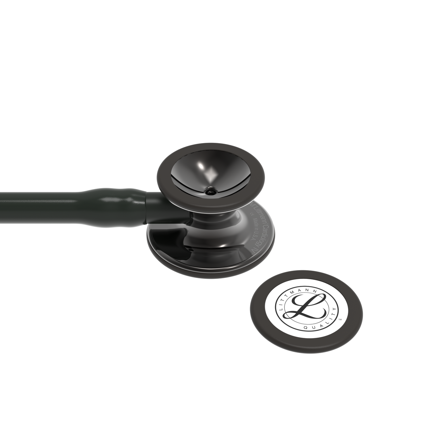 3M™ Littmann® Cardiology IV™, campana de acabado de alto brillo gris humo, tubo negro y vástago y auricular color negro 6232