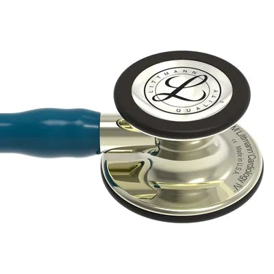 3M™ Littmann® Cardiology IV™, campana y vástago de acabado en color champán, tubo azul Caribe y auricular color humo  6190