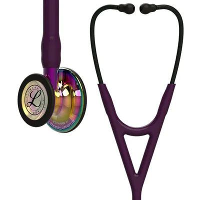 3M™ Littmann® Cardiology IV™, campana alto brillo en arcoíris, tubo color ciruela, vástago violeta y auricular negro, 6239