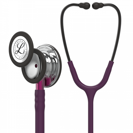 3M™ Littmann® Classic III™, campana espejo, tubo color ciruela, vástago rosa y auricular color gris humo 5960