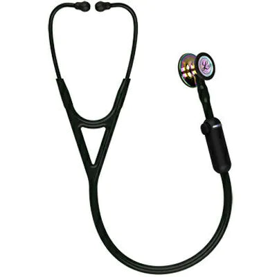 Fonendoscopio digital 3M™ Littmann® CORE, 8572, campana de acabado de alto brillo en arcoíris, con tubo, vástago y auricular de color negro