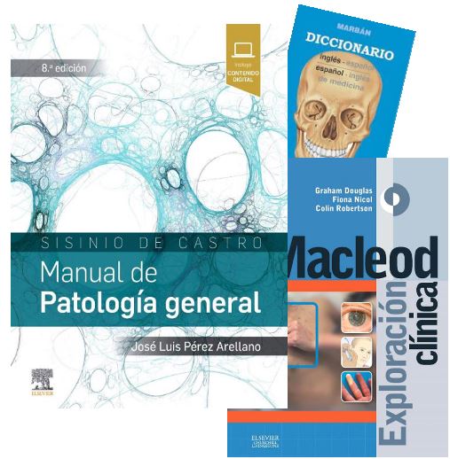 Lote DE CASTRO Patología General +  MACLEOD Exploración Clínica + DICCIONARIO Médico