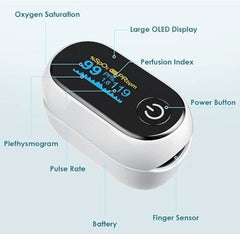 Pulsioxímetro AOJ-70B con pletismógrafo e índice de perfusión.
