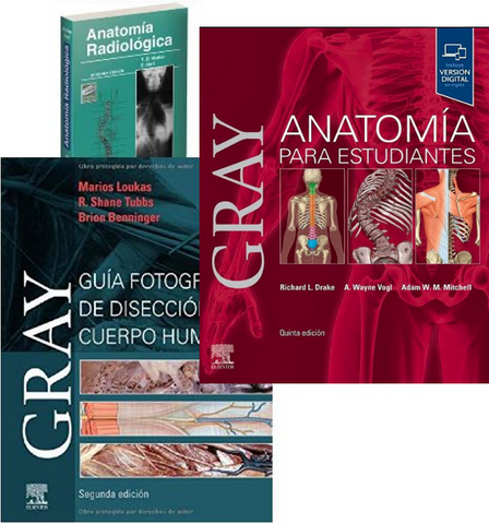 Lote GRAY Anatomía para Estudiantes + GRAY Guía Fotográfica de Disección + MOLLER Anatomía Radiológica