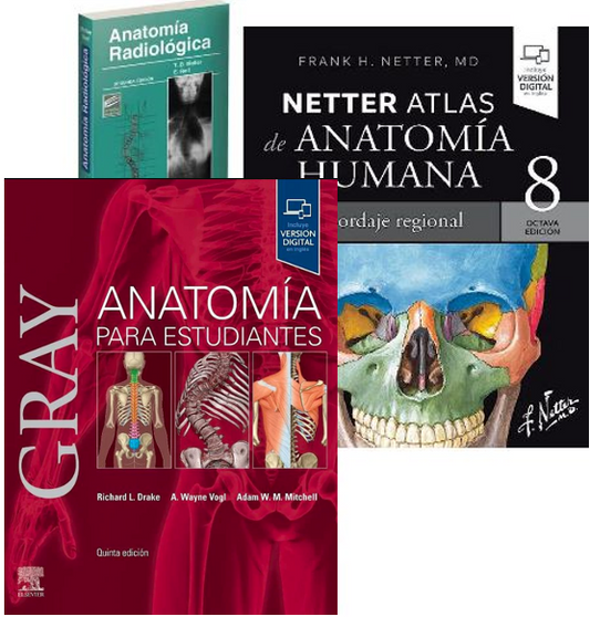 Lote NETTER Atlas de Anatomía + GRAY Anatomía para Estudiantes + MOLLER Anatomía Radiológica