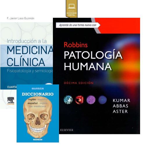 Lote ROBBINS Patología Humana + LASO Medicina Clínica + DICCIONARIO Médico