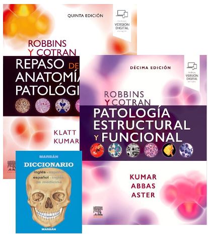 Lote  ROBBINS Patología Estructural y Funcional + ROBBINS Repaso de Anatomía Patológica + DICCIONARIO Médico