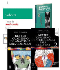 Lote NETTER Cuaderno de Neurociencia para Colorear + NETTER Cuaderno de Anatomía para Colorear + SOBOTTA Texto de Anatomía + MOLLER Anatomía Radiológica