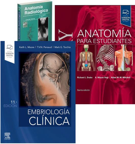 Lote GRAY Anatomía para Estudiantes + MOORE Embriología Clínica + MOLLER Anatomía Radiológica