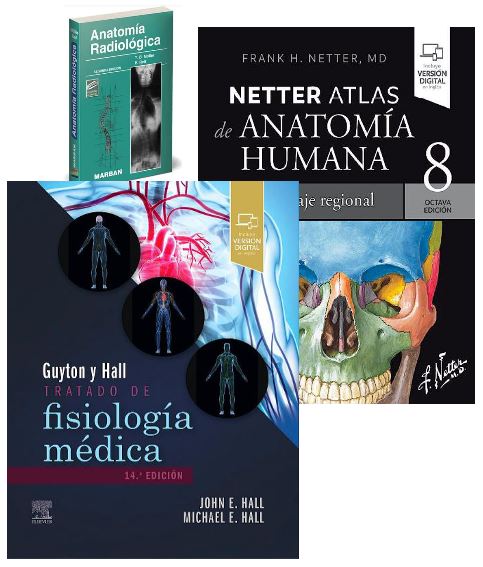 Lote GUYTON Tratado de Fisiología Médica + NETTER Atlas de Anatomía + MOLLER Anatomía Radiológica