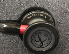 3M™ Littmann® Cardiology IV™ campana de acabado negro, tubo y auricular en color negro y vástago morado 6203N