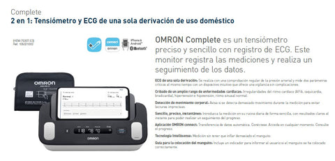 OMRON COMPLETE - Monitor de Presión Arterial y ECG Inteligente para Vigilar la Hipertensión y la FA