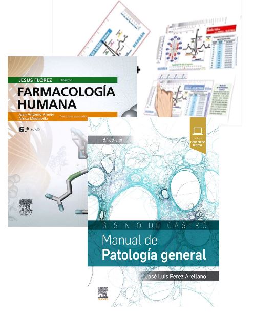Lote FLÓREZ Farmacología Humana + SISINIO DE CASTRO Manual de Patología General + VÉLEZ Guía de ECG