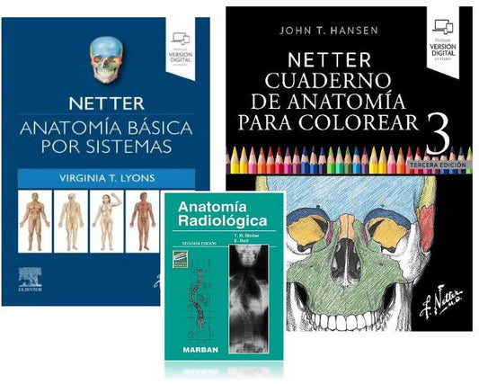 LOTE NETTER Anatomía Básica por Sistemas + NETTER Cuaderno de Colorear + MOLLER Anatomía Radiológica