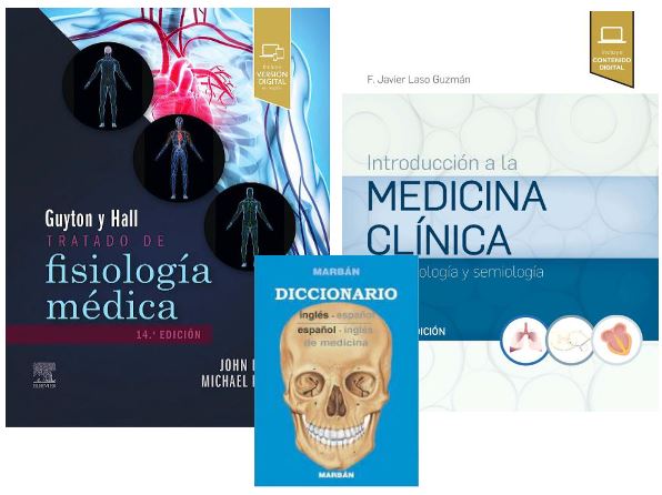 Lote GUYTON Tratado de Fisiología Médica + LASO Introducción a la Medicina Clínica + DICCIONARIO Médico