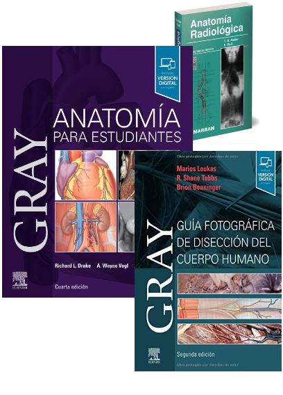 Lote GRAY Anatomía para Estudiantes + GRAY Guía Fotográfica de Disección + MOLLER Anatomía Radiológica