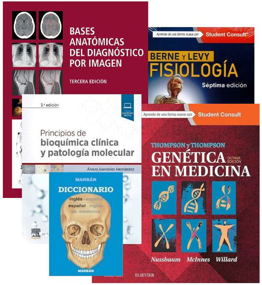LOTE FLECKENSTEIN Bases Anatómicas Diagnóstico + GONZÁLEZ  Principios de Bioquímica + BERNE Fisiología + THOMPSON Genética + DICCIONARIO Médico