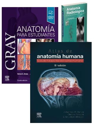Lote GRAY Anatomía para Estudiantes + ROHEN Atlas de Anatomía Humana + MOLLER Anatomía Radiológica