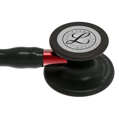 3M™ Littmann® Cardiology IV™, campana de acabado negro, tubo y auricular en color negro y vástago rojo 6200N