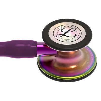 3M™ Littmann® Cardiology IV™, campana de acabado arcoíris, con tubo color ciruela, vástago morado y auricular color negro 6205