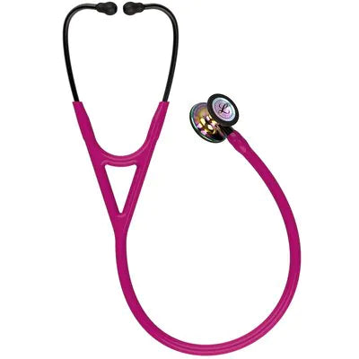 3M™ Littmann® Cardiology IV™, campana de acabado alto brillo en arcoíris, tubo frambuesa y vástago y auricular color gris humo 6241