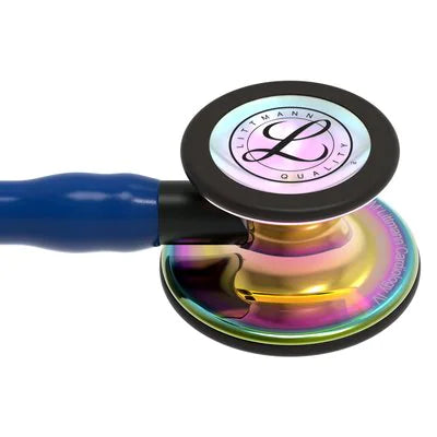 3M™ Littmann® Cardiology IV™, campana de acabado de alto brillo en arcoíris, tubo azul oscuro y vástago y auricular color negro 6242
