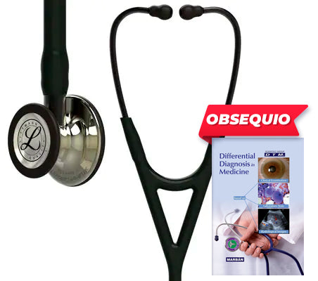 3M™ Littmann® Cardiology IV™, campana de acabado en color champán, tubo negro y vástago y auricular color humo 6179
