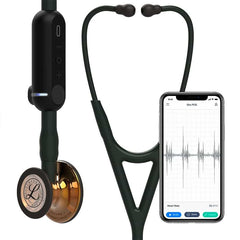 3M™ Littmann® CORE Digital, campana COBRE ALTO BRILLO, tubo, vástago y auricular de color negro  8863