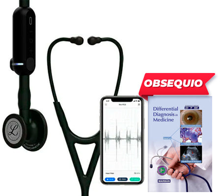 Fonendoscopio 3M™ Littmann® CORE Digital, campana, tubo, vástago y auricular de color negro 8490
