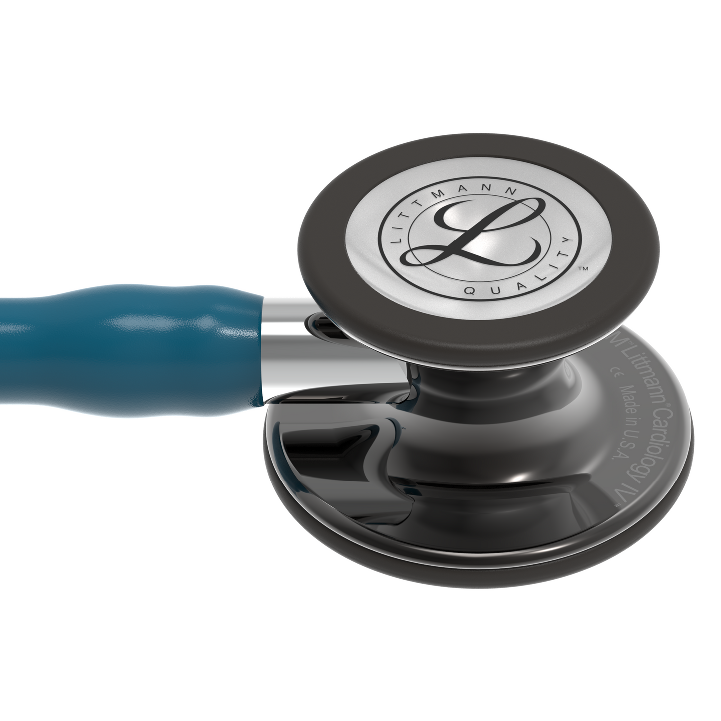 3M™ Littmann® Cardiology IV™, campana alto brillo gris humo, tubo azul Caribe, vástago espejo y auricular color gris humo 6234