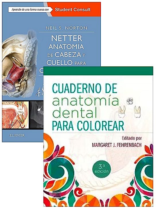 Lote NETTER Anatomía de Cabeza y Cuello para Odontólogos + Cuaderno de Anatomía Dental para Colorear