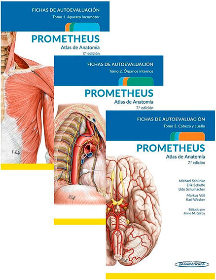 PROMETHEUS Atlas de Anatomía. Fichas de Autoevaluación (3 Tomos): Aparato Locomotor, Órganos Internos, Cabeza y Cuello