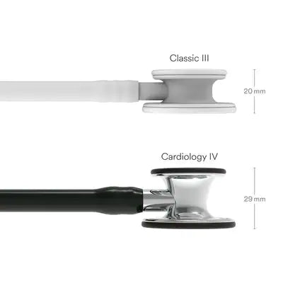 3M™ Littmann® Cardiology IV™, campana y vástago de acabado en espejo, tubo negro y auricular de acero inoxidable 6177