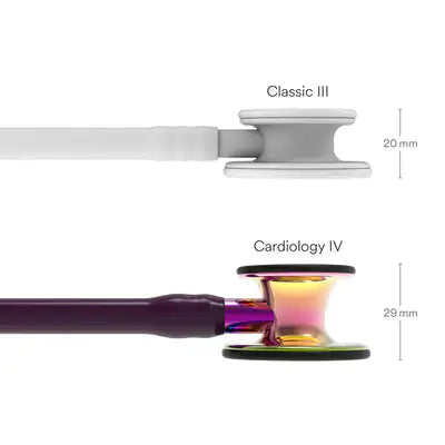 3M™ Littmann® Cardiology IV™, campana alto brillo en arcoíris, tubo color ciruela, vástago violeta y auricular negro, 6239